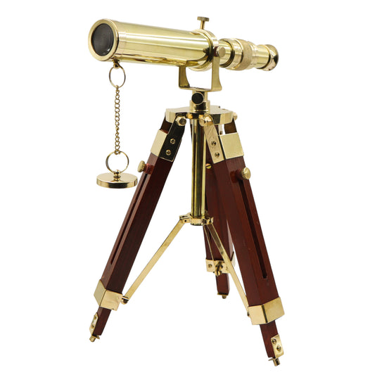 Personalised Brass Telescope with Wooden Tripod Stand