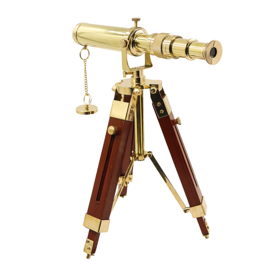 Personalised Brass Telescope with Wooden Tripod Stand