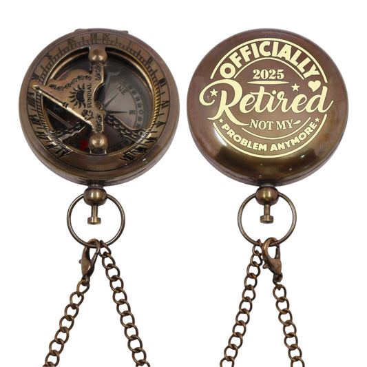 Custom 2-Inch Retirement Pocket Sundial Compass