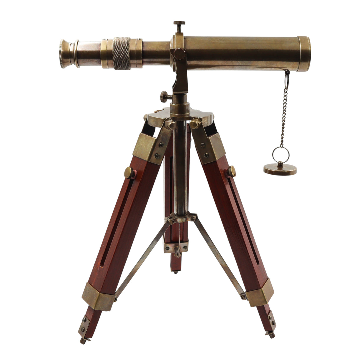Engraved Bronze Nautical Telescope with Tripod Stand