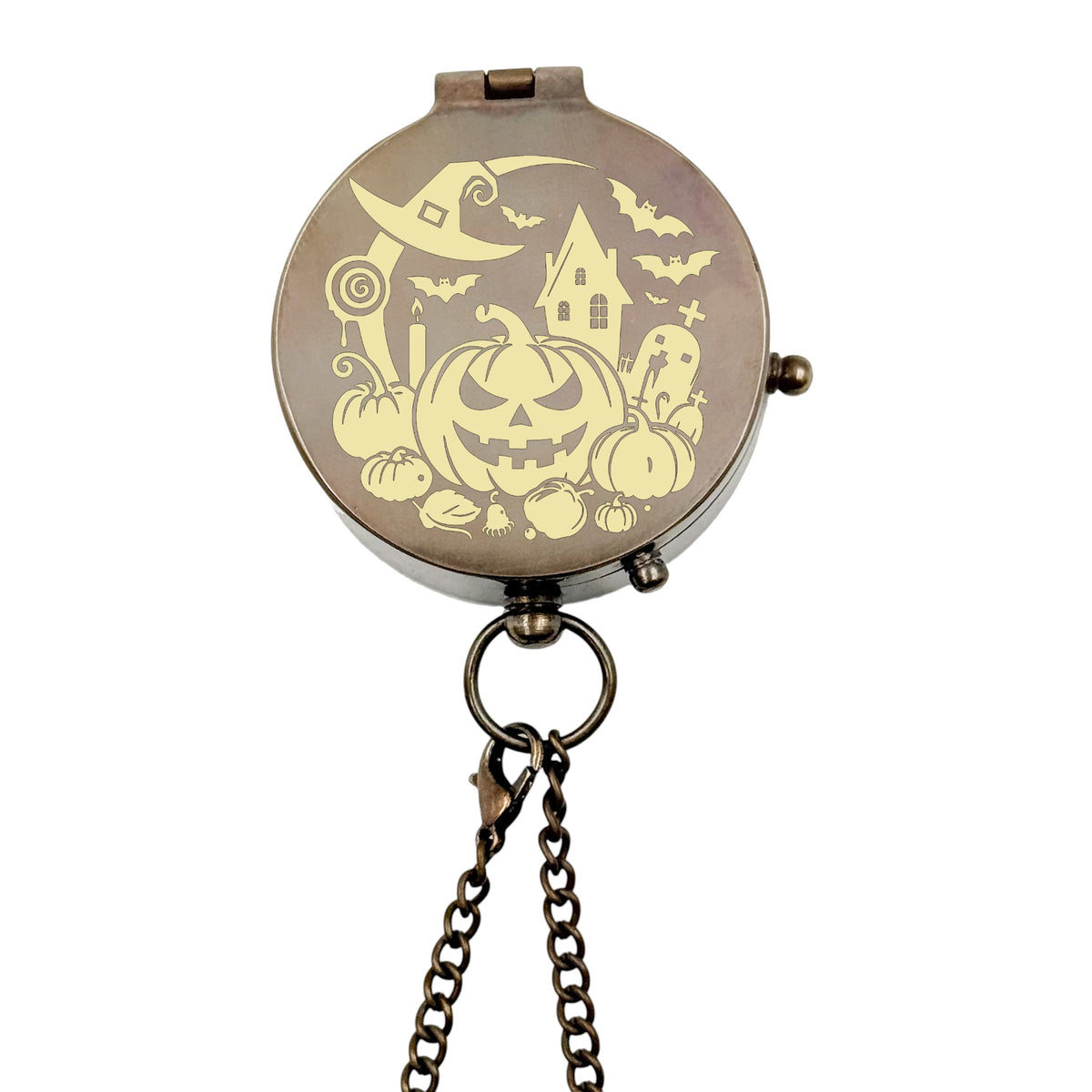 Personalised Halloween Compass with Leather Case