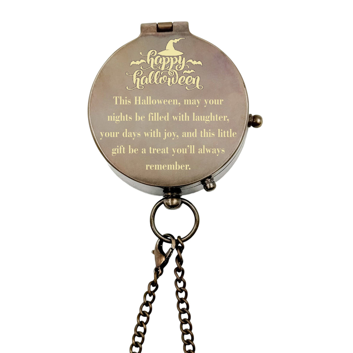Personalised Halloween Compass with Leather Case