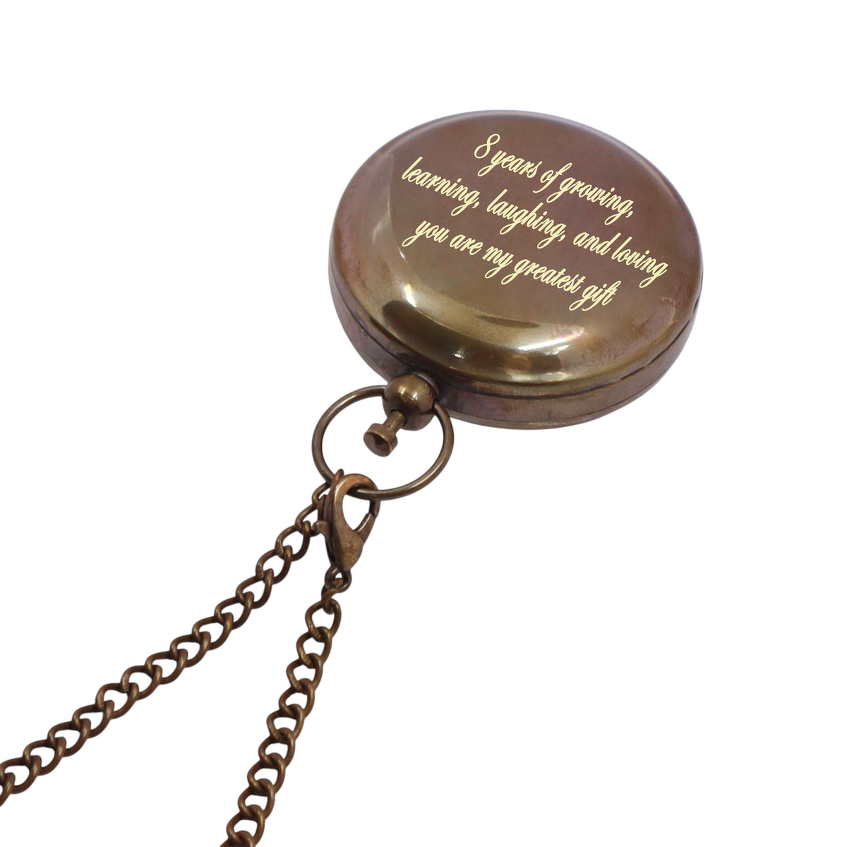 Custom 8th Anniversary Bronze Pocket Sundial Compass