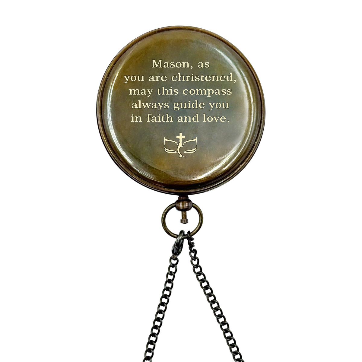 Personalised 3-Inch Gunmetal Sundial Compass Baptism Gift