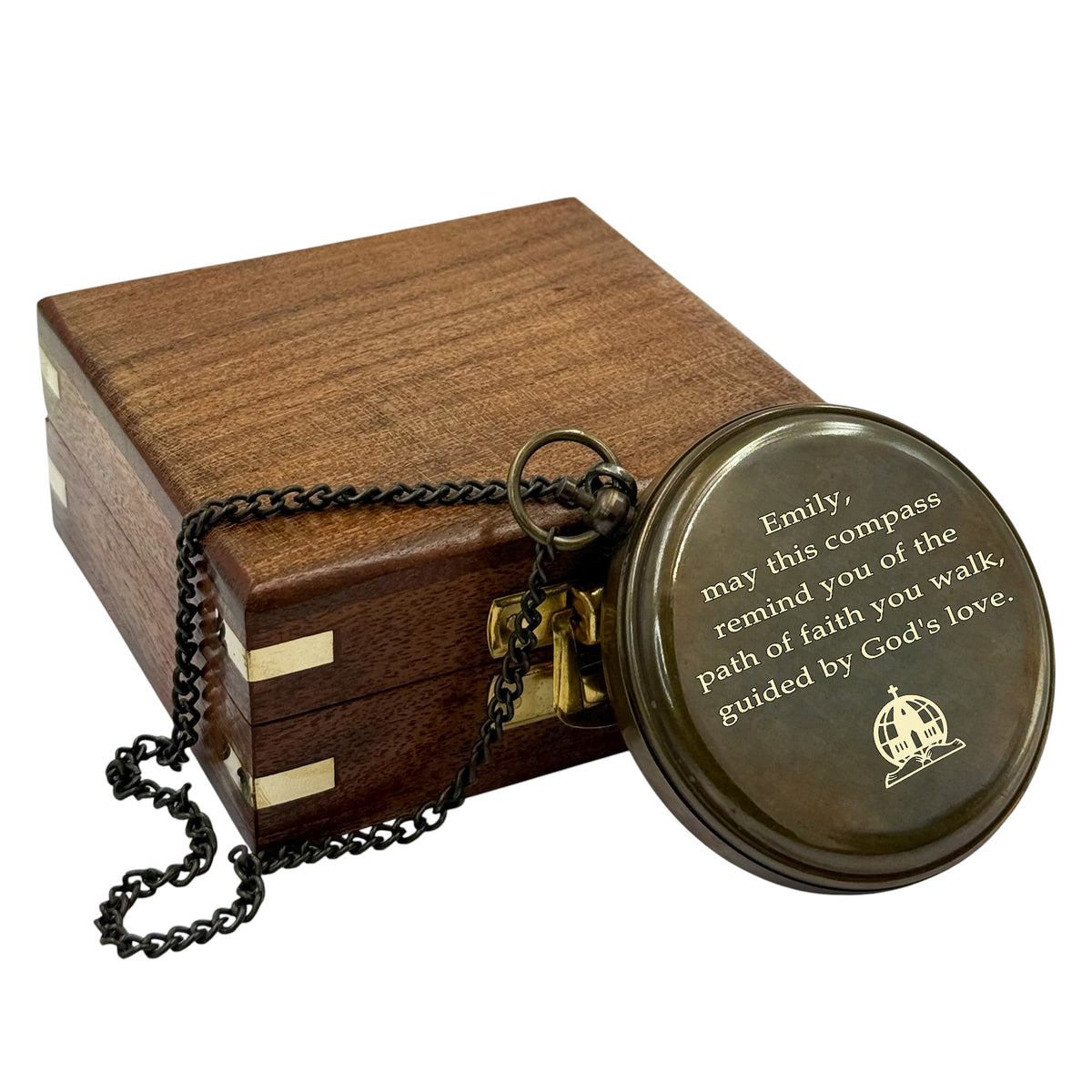 Personalised 3-Inch Gunmetal Sundial Compass Baptism Gift