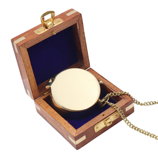 Personalised Victoria Flat Compass with Wooden Box