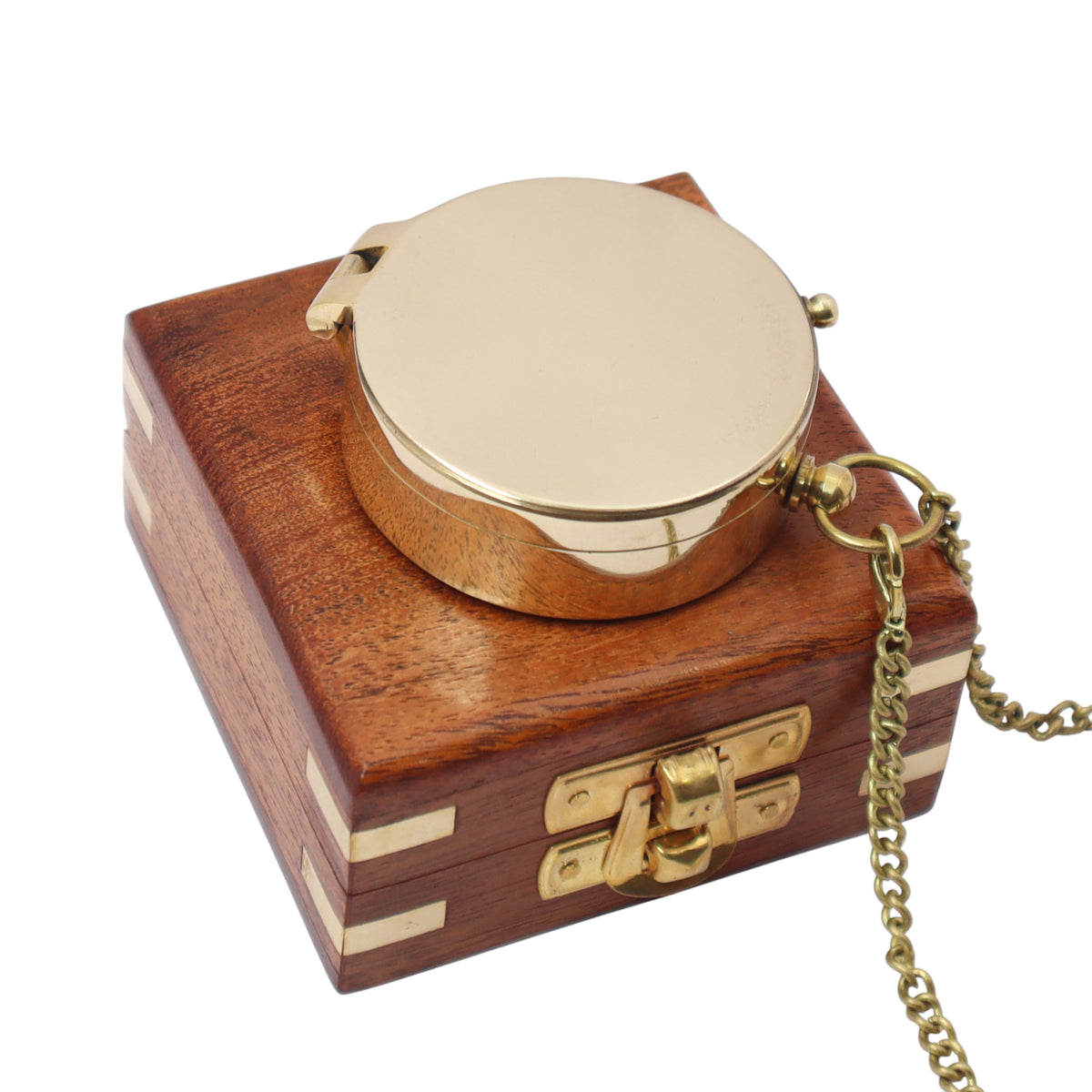 Personalised Victoria Flat Compass with Wooden Box