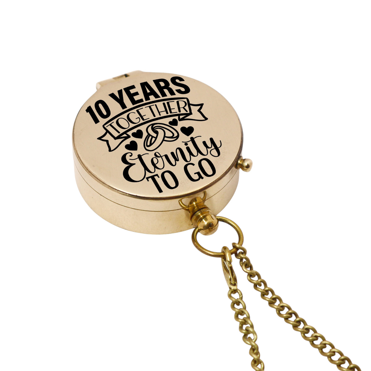 Custom 10th Tin Anniversary Victoria Flat Compass Gift