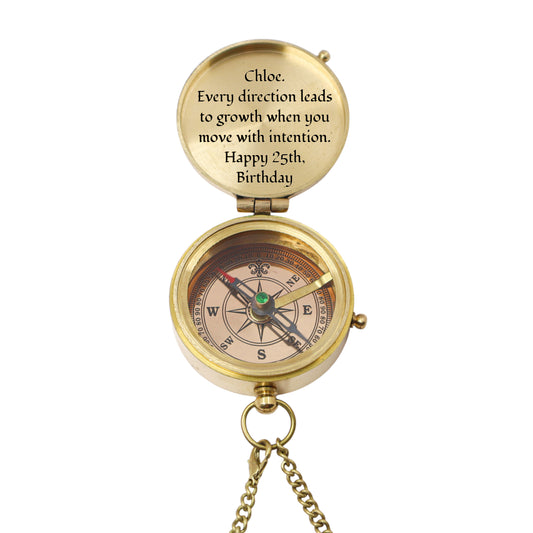 Engraved Compass Gift for 25th Birthday Celebration
