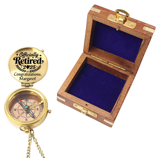 Custom Engraved Brass Compass Gift for Retirement
