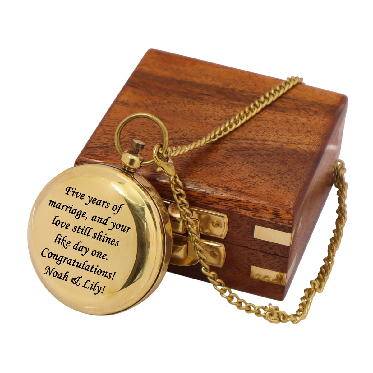Personalised 2-Inch Sundial Compass for 5th Wood Anniversary Gift