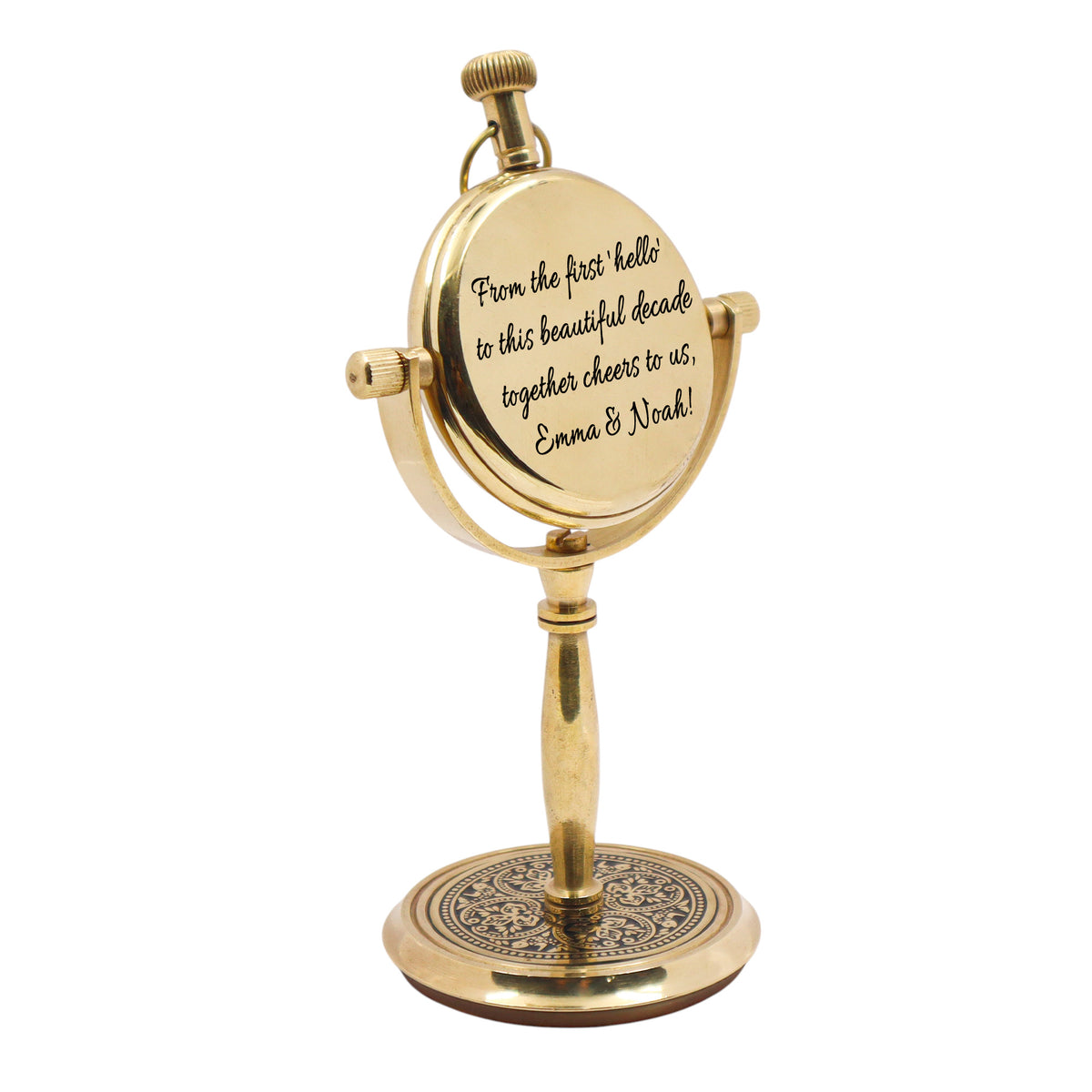 Personalised Brass Desk Clock for 10th Anniversary Gift