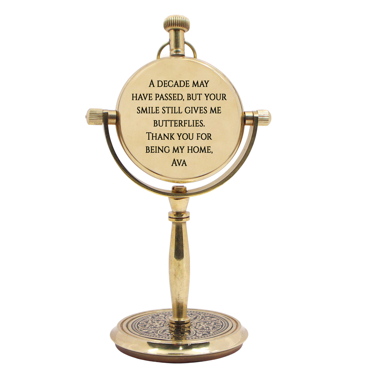 Personalised Brass Desk Clock