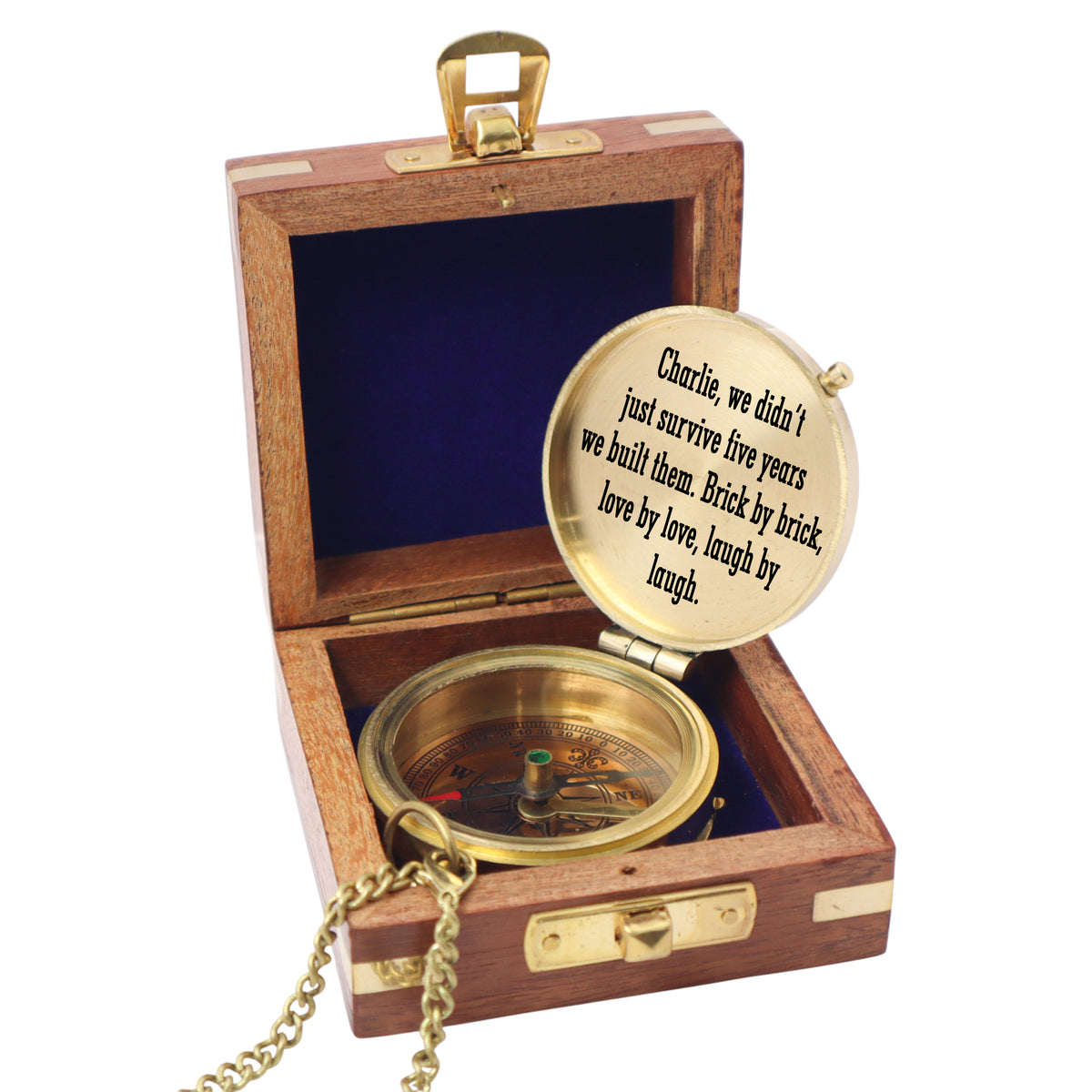 Personalised 5th Anniversary Victoria Flat Compass Gift