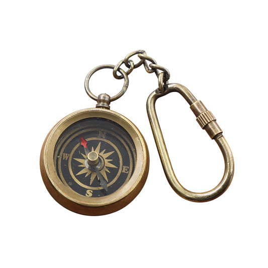 Personalized Bronze Compass Keyring