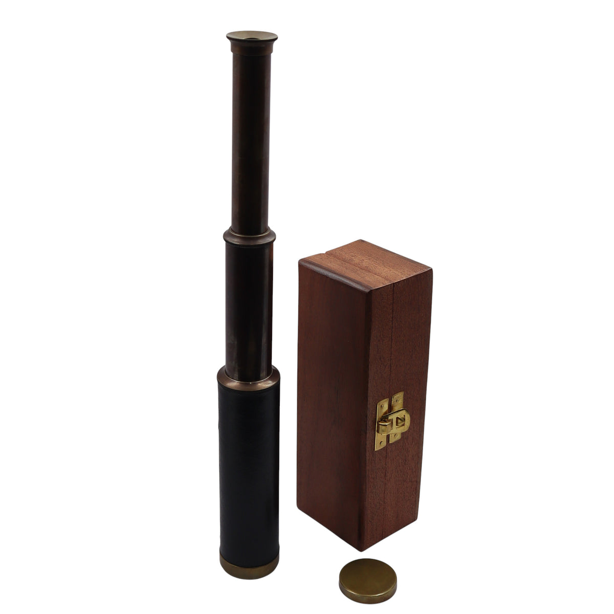 12-Inch Bronze Telescope with Wooden Box