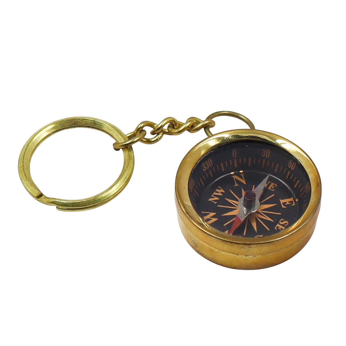 Personalised Vintage Brass Compass Keyring
