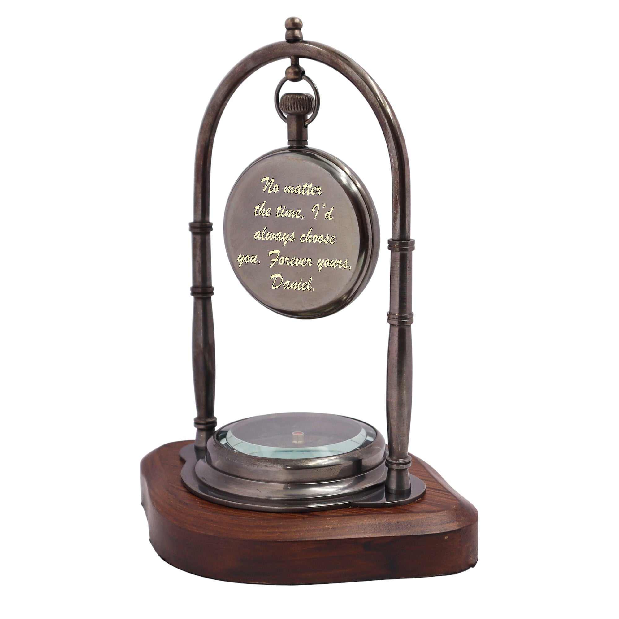 Personalised Desk Clock with Compass