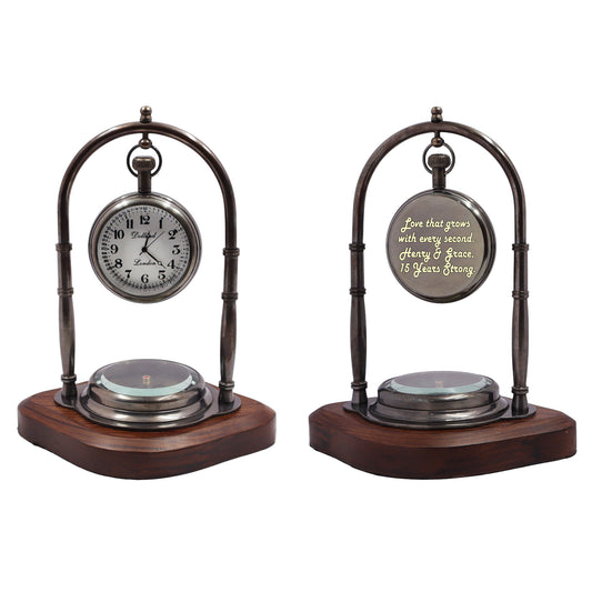 Personalised Desk Clock with Compass
