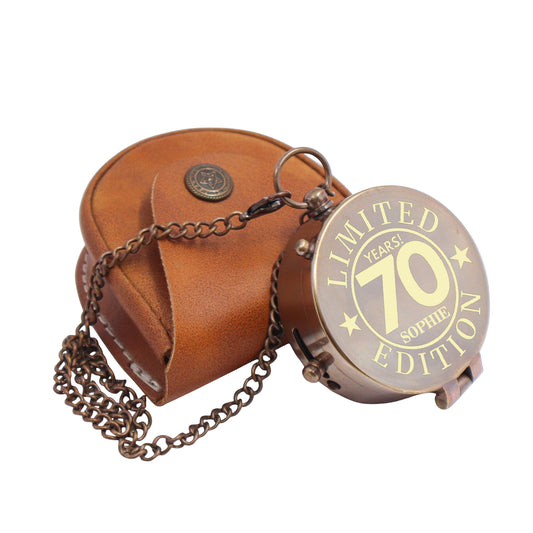 Engraved Brass Compass Gift for 70th Birthday Celebration