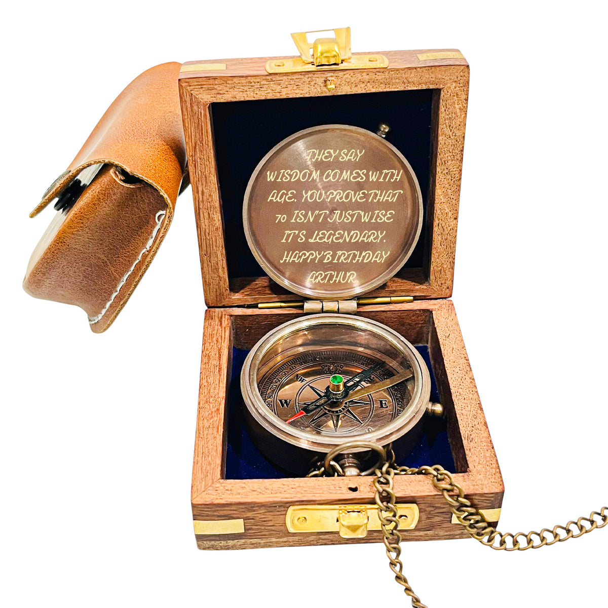 Engraved Compass Gift for 70th Birthday Celebration