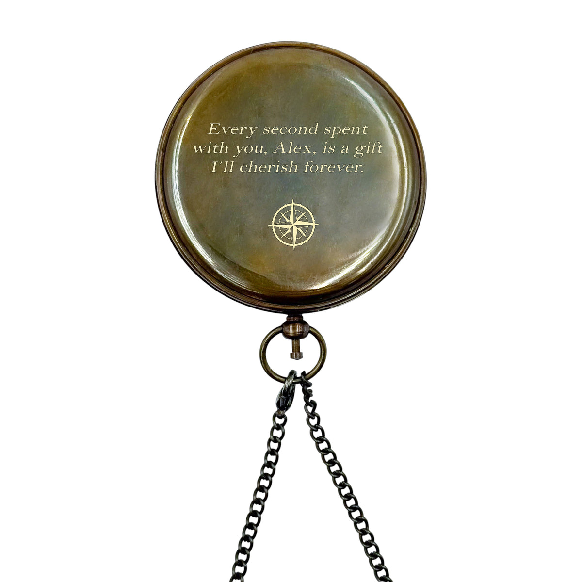 Personalised 3-Inch Gunmetal Sundial Compass