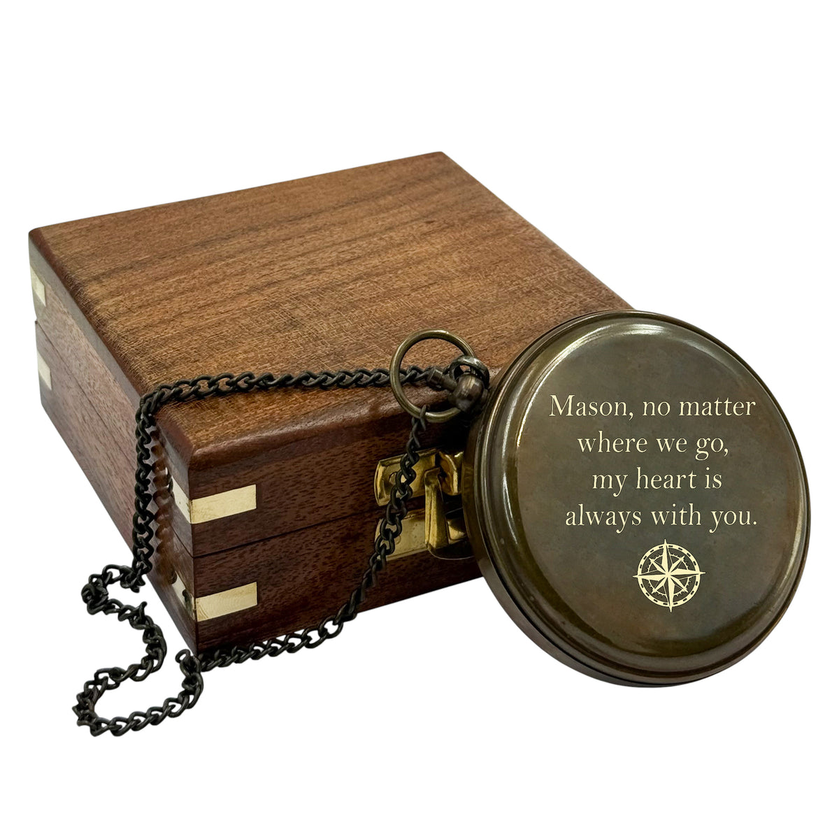 Personalised 3-Inch Gunmetal Sundial Compass