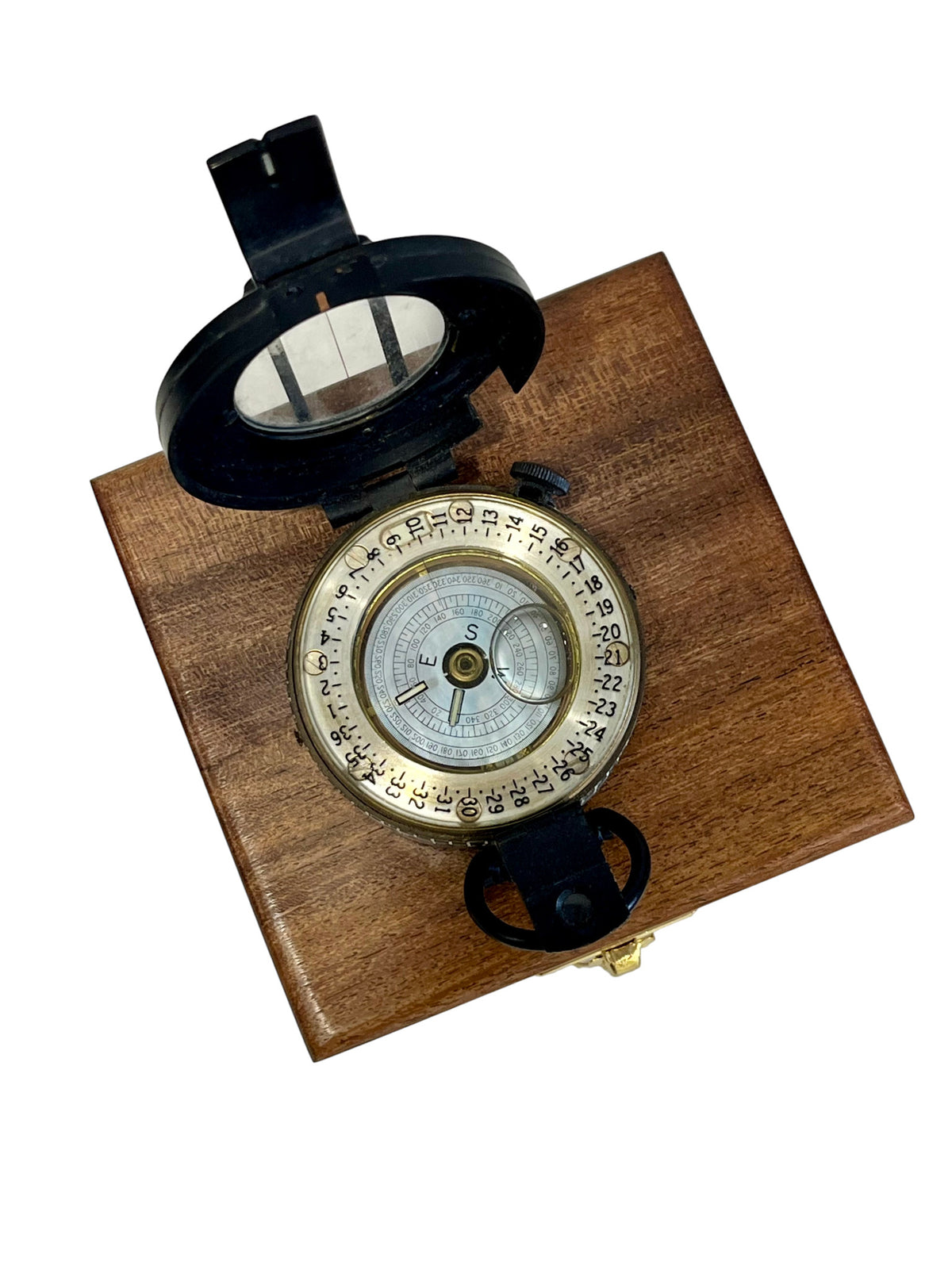 Vintage H. Browne & Son London Compass with Wooden Box