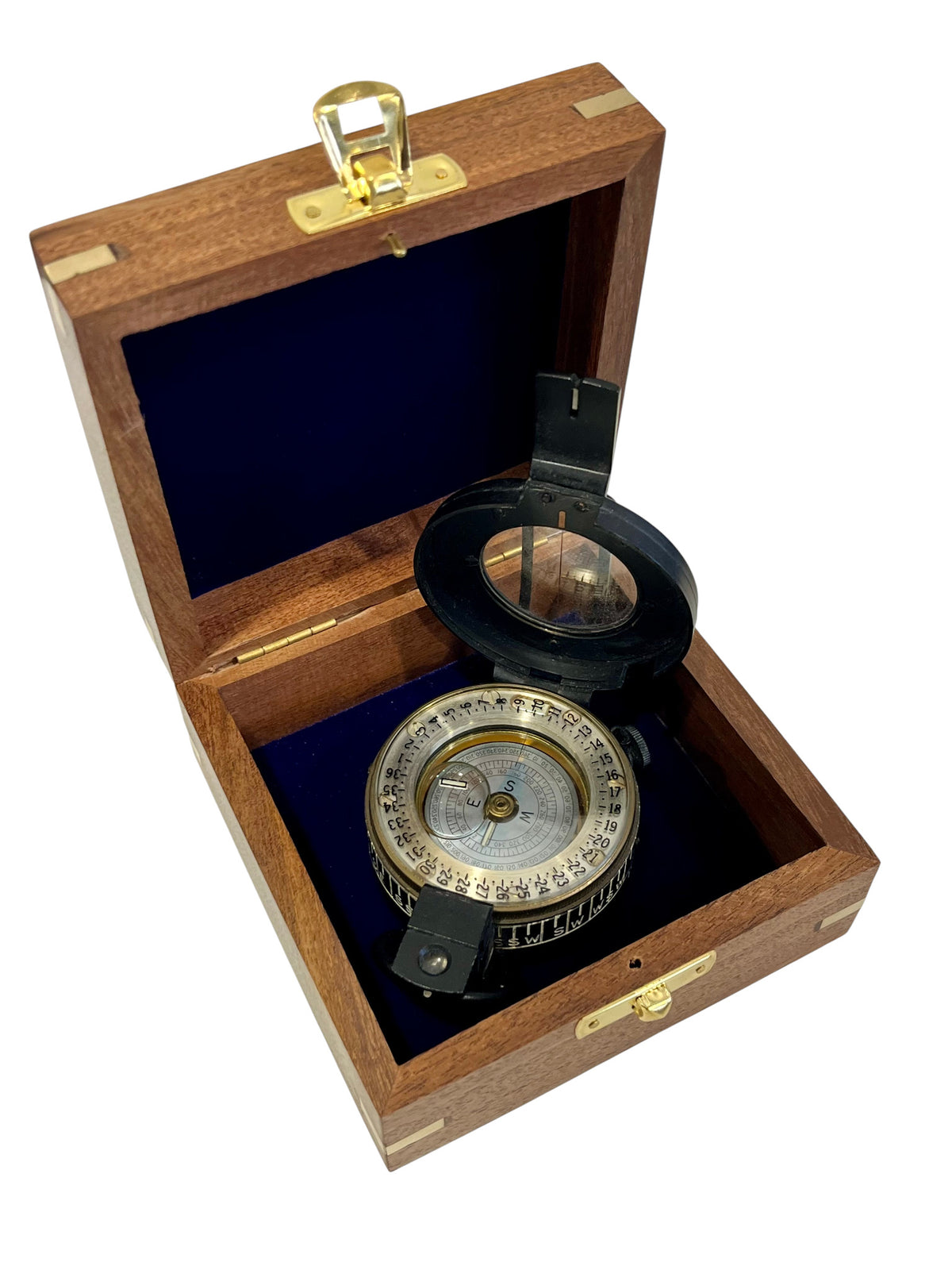Vintage H. Browne & Son London Compass with Wooden Box