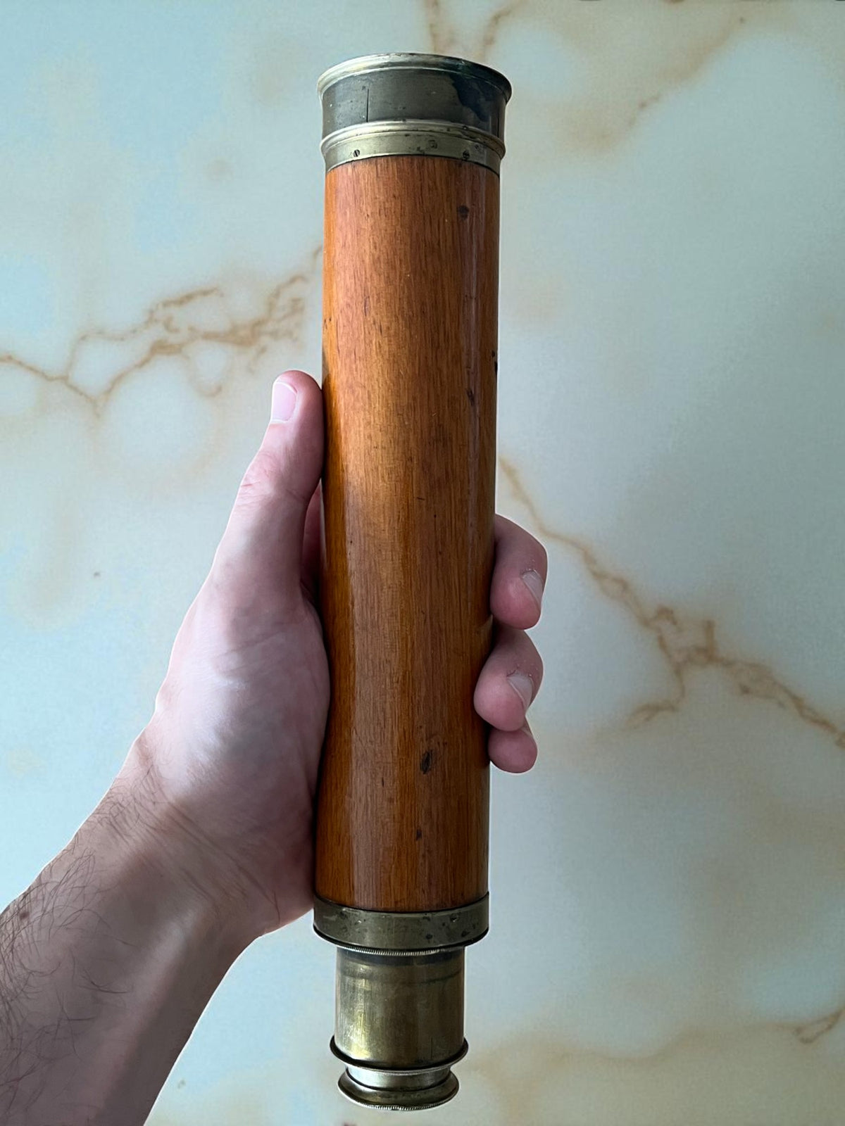 Antique Dollond London Brass & Wood Telescope