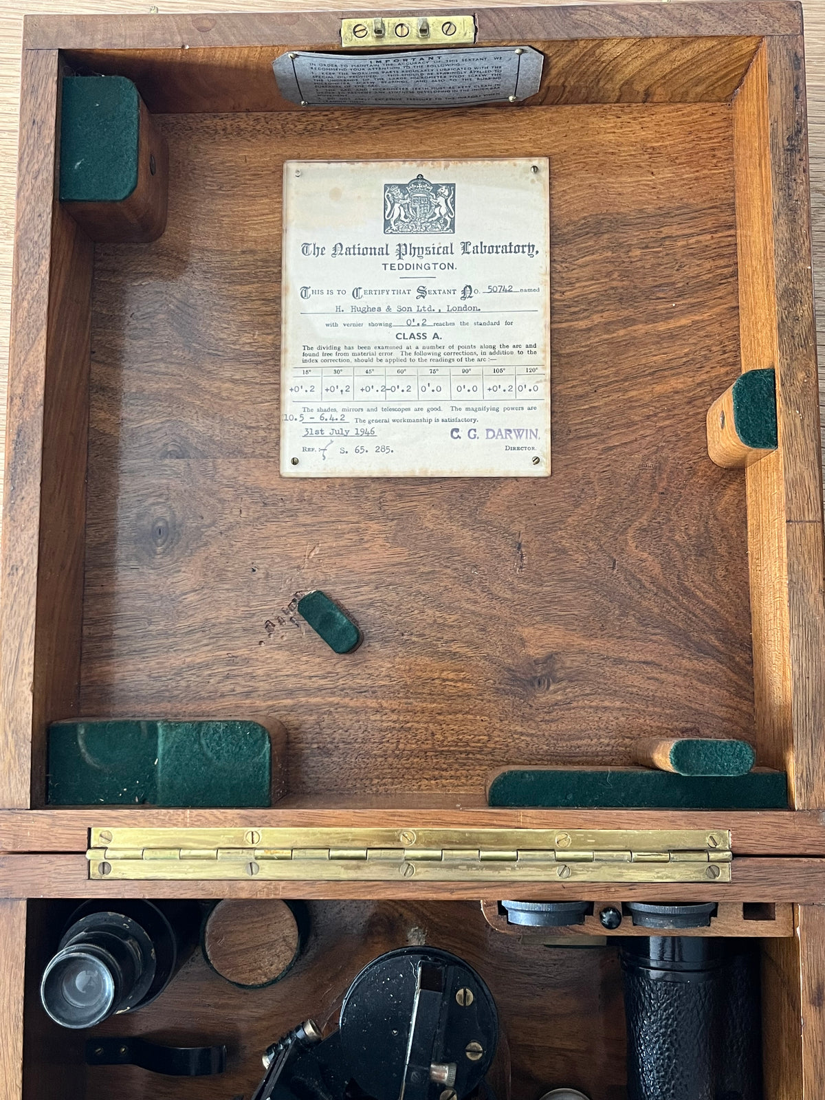 Antique British Nautical Sextant Kelvin & Hughes with Original Case