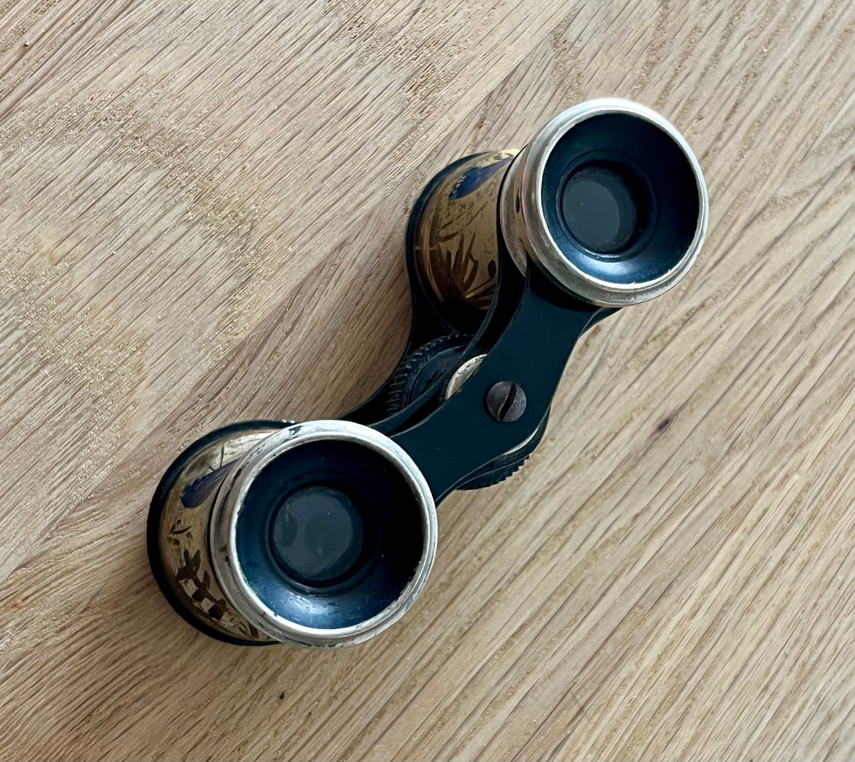 Hand Painted Blue Heron Bird Enamel Opera Binoculars