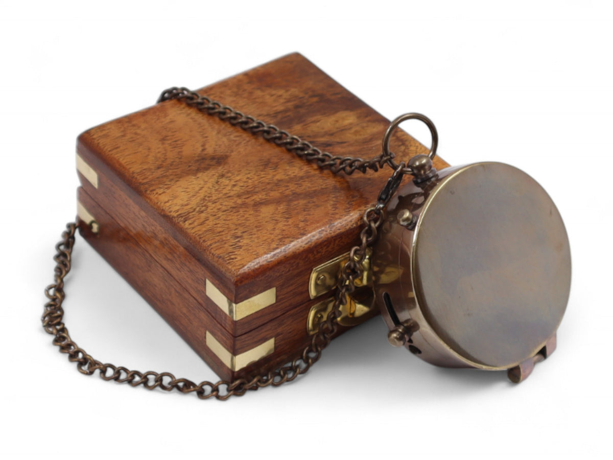 Personalised Bronze Compass with Leather Case