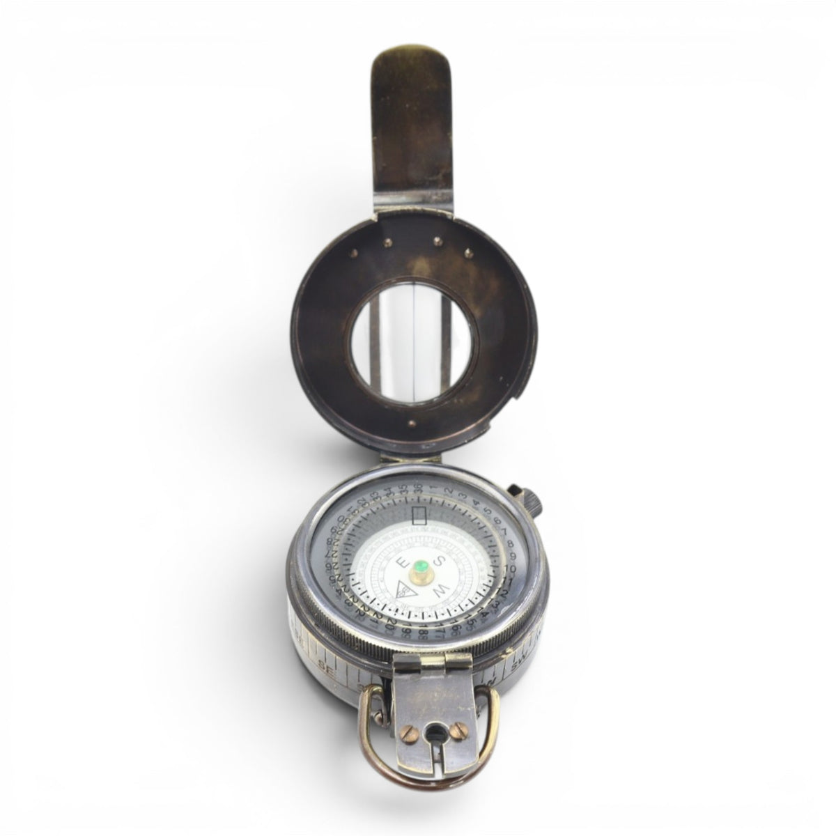 Personalised Military Gunmetal Prismatic Compass with Wooden Box