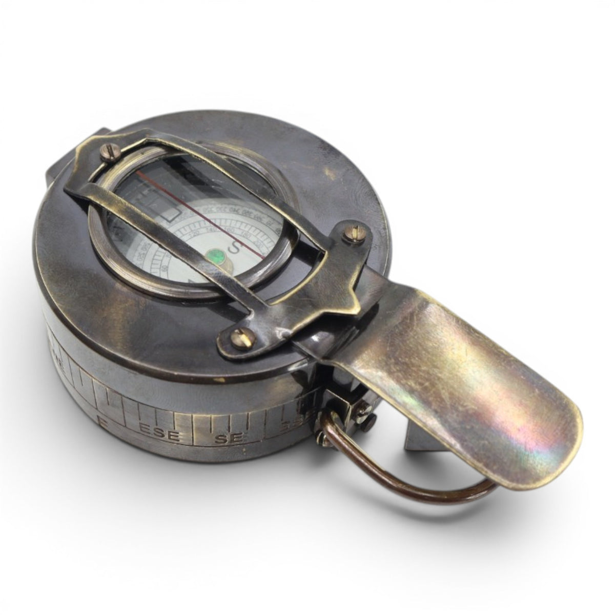 Personalised Military Gunmetal Prismatic Compass with Wooden Box