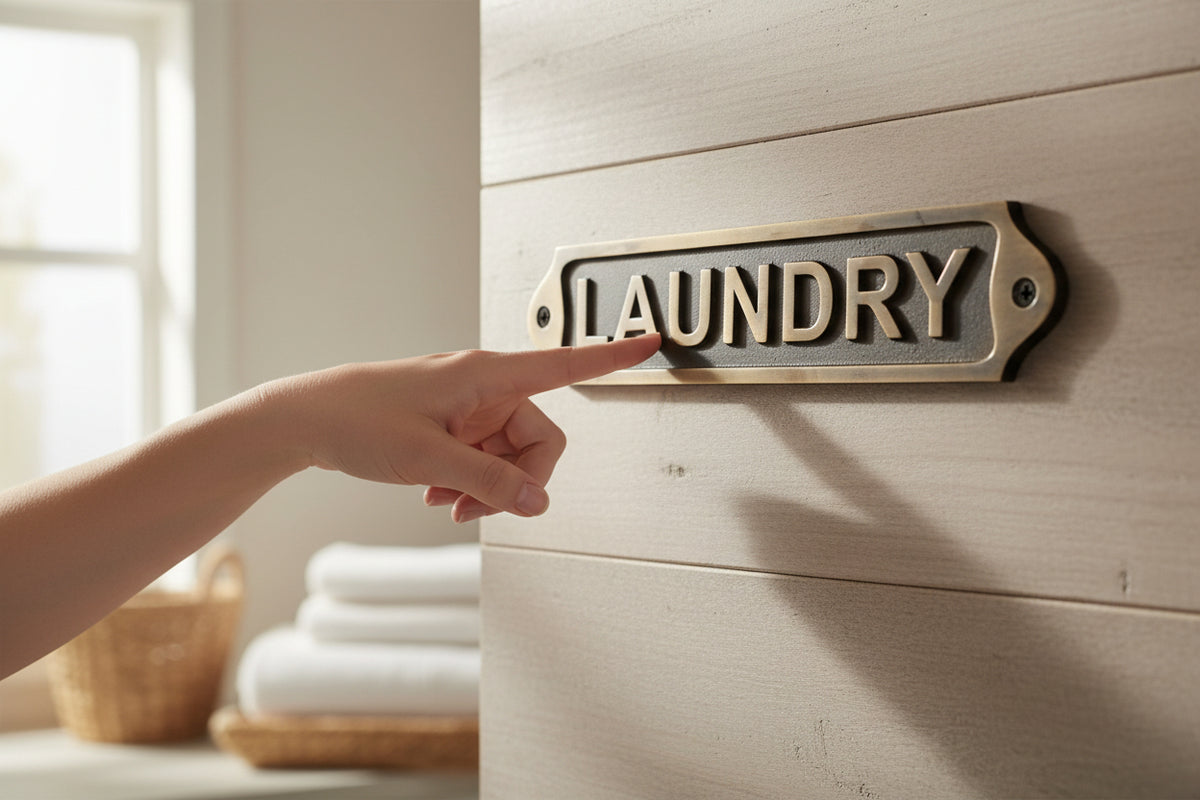 Solid Brass Laundry Sign
