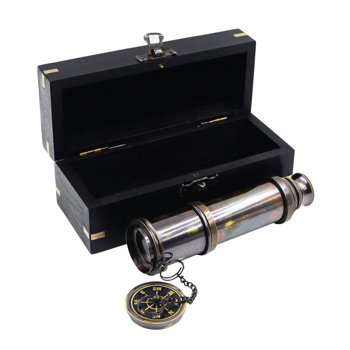 16-Inch Gunmetal Maritime Telescope with Black Wooden Box