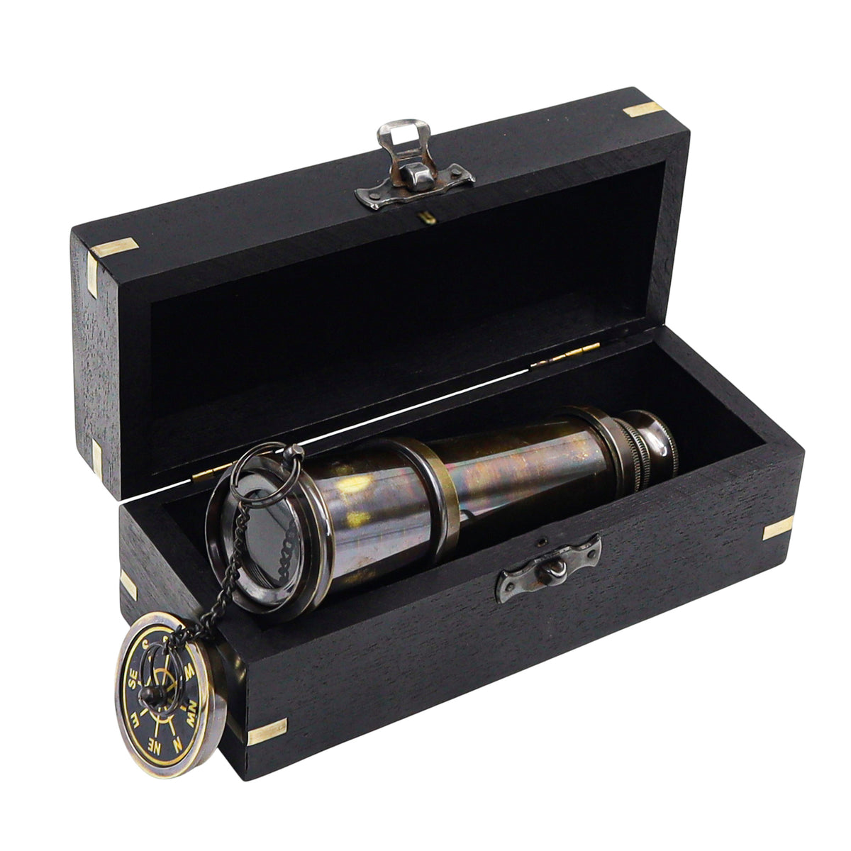 16-Inch Gunmetal Maritime Telescope with Black Wooden Box