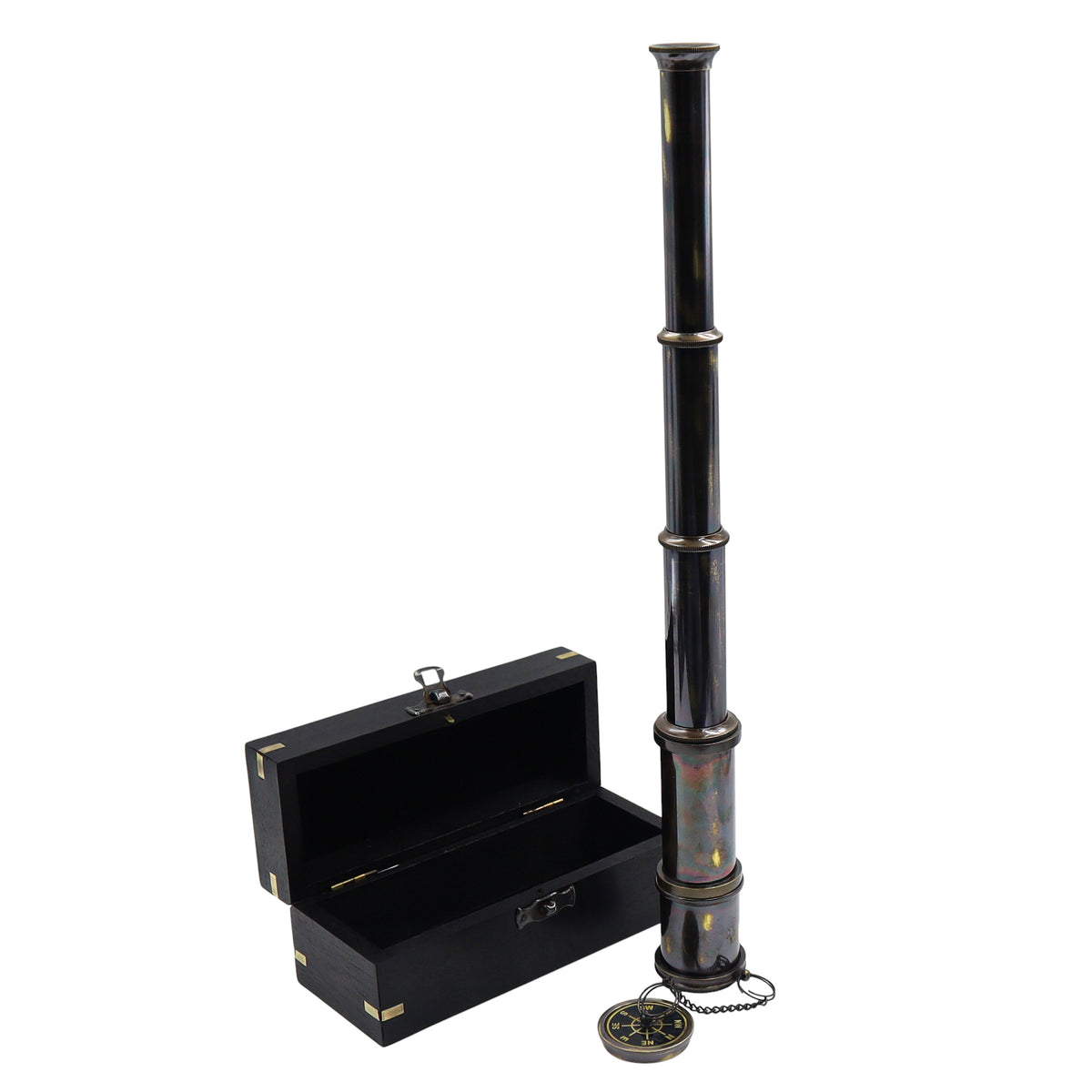 16-Inch Gunmetal Maritime Telescope with Black Wooden Box