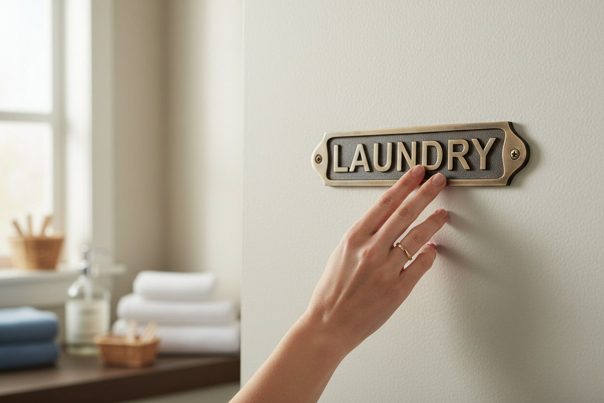 Solid Brass Laundry Sign