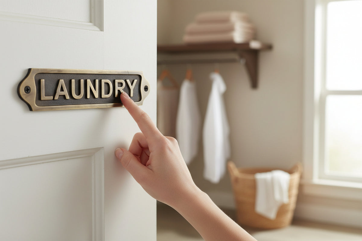Solid Brass Laundry Sign