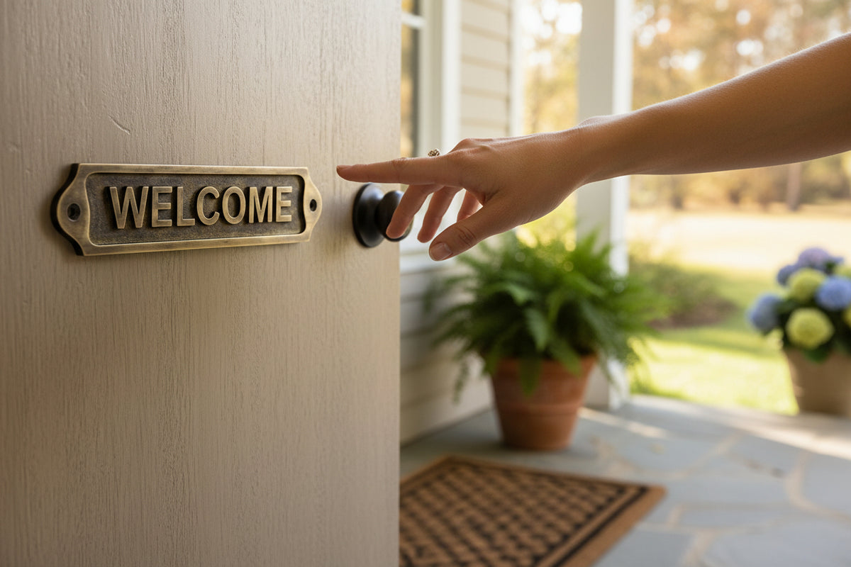 Brass Welcome Door Plaque