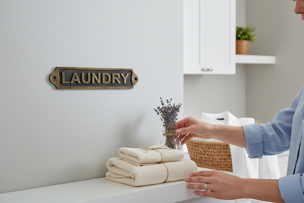 Solid Brass Laundry Sign