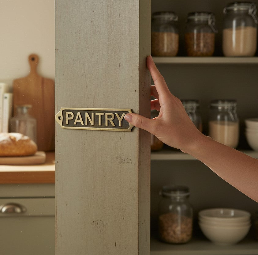 Solid Brass Pantry Door Plaque