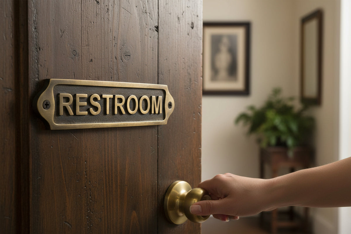 Custom Brass Restroom Plaque