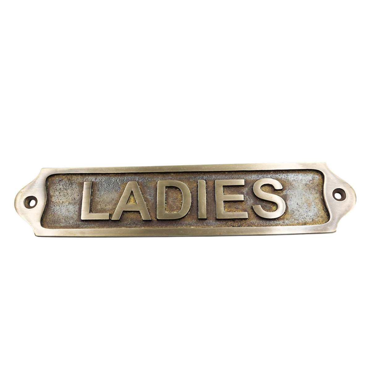 Rustic Solid Brass Ladies Toilet Sign