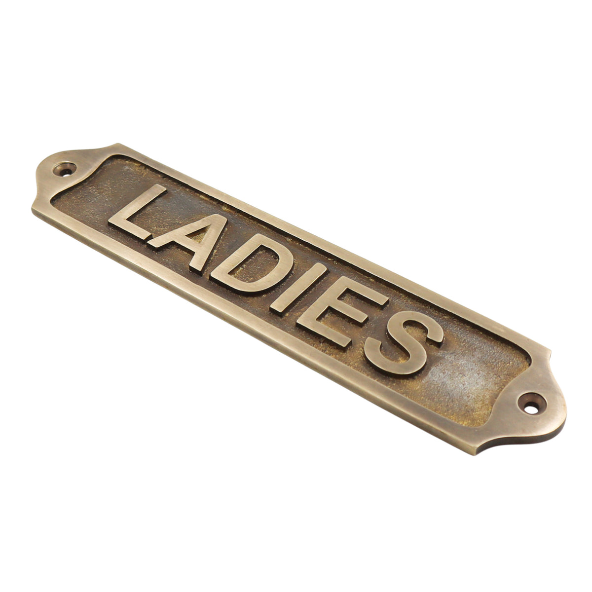 Rustic Solid Brass Ladies Toilet Sign