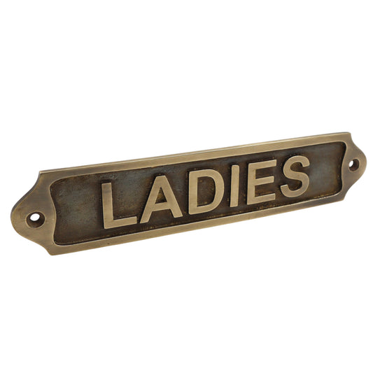 Rustic Solid Brass Ladies Toilet Sign