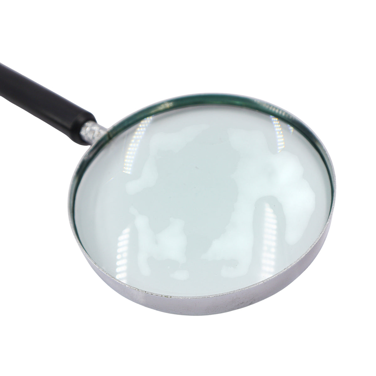 Black Handle Magnifying Glass with Silver Plating