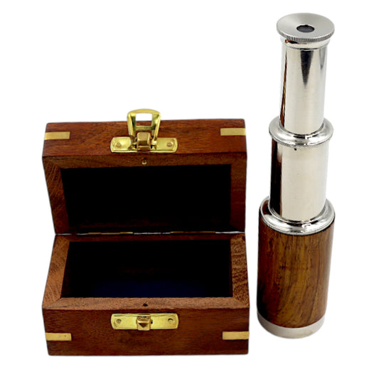 6-Inch The Westminster Chrome & Wood Telescope